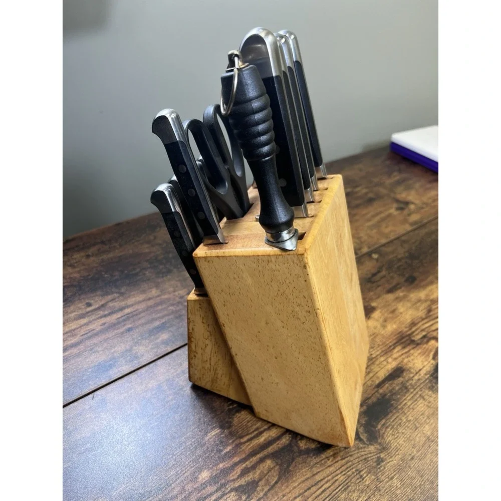 Vintage Cooks JC Penny Wooden Knife Block Set 13 Piece